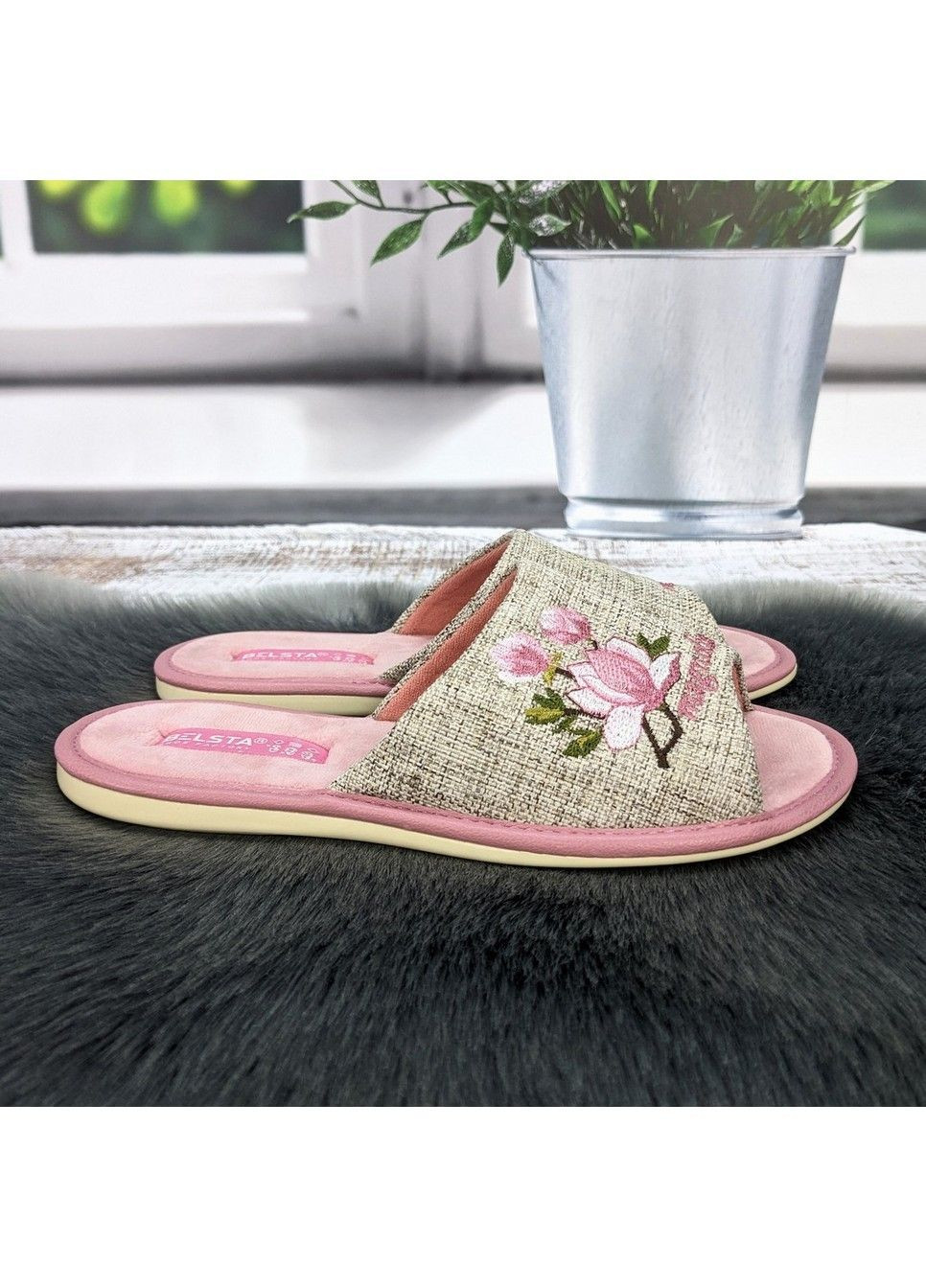 Пудровые тапочки домашние Белста