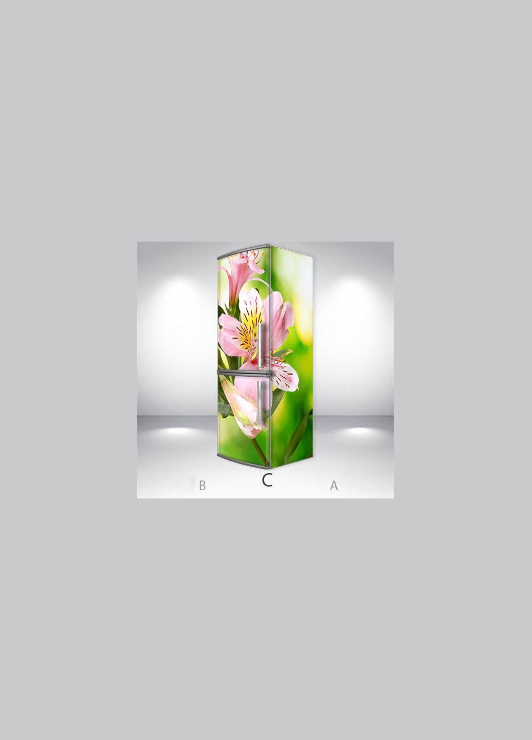 Наклейка на холодильник 180 х 65 см Квіти Лицьова+Права(С) частина із захисною ламінацією (holSS1_fl103000) Декоинт (278290317)