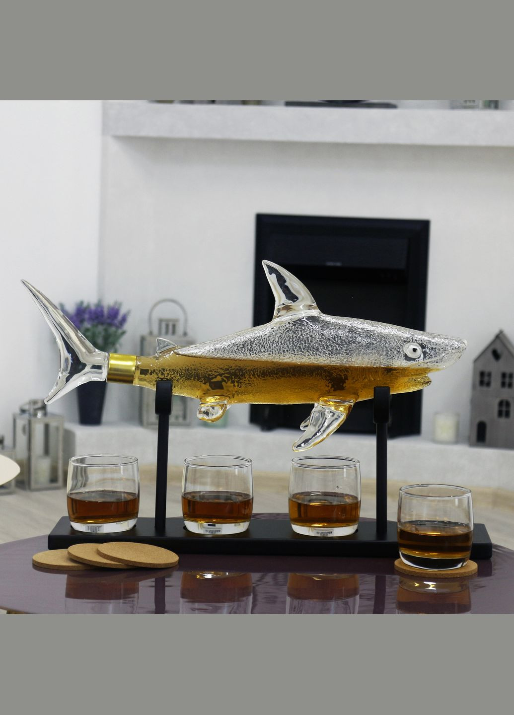 Декантер "Акула бизнеса" набор графин и 2 стакана для виски (GP241208) Гранд Презент (302254514)