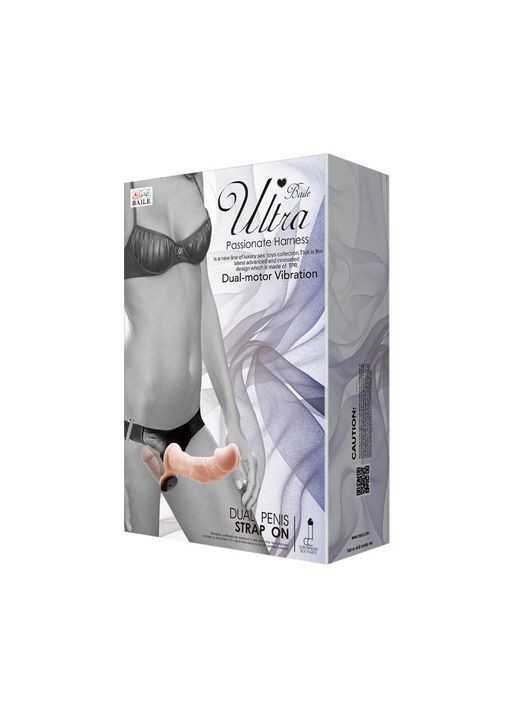 Двойной страпон с двойной вибрацией двойное удовольствие Ultra Passionate Harness Strap-On LyBaile (317747844)