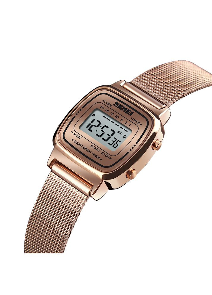 Годинники Rose Gold для жінок електронні з будильником та хронографом прямокутні. ProDobro (367265828)