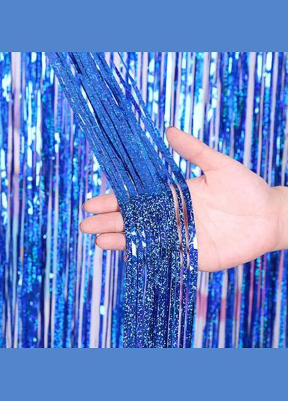 Шторка для фотозоны дождик с голограммой 3 м на 1 м синий Jannet Дощик (316580279)