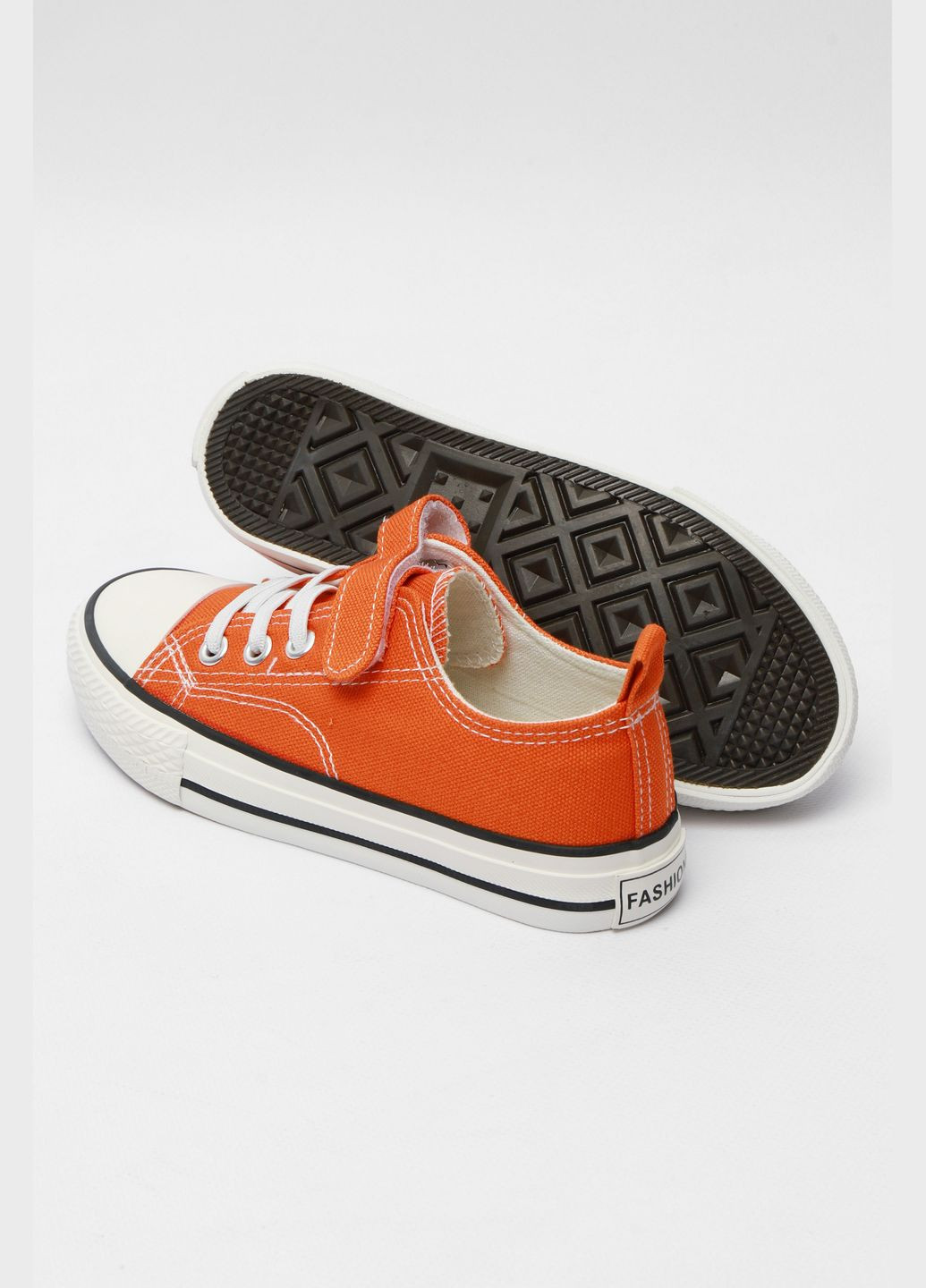 Оранжевые кеды детские оранжевого цвета однотонные текстиль Let's Shop