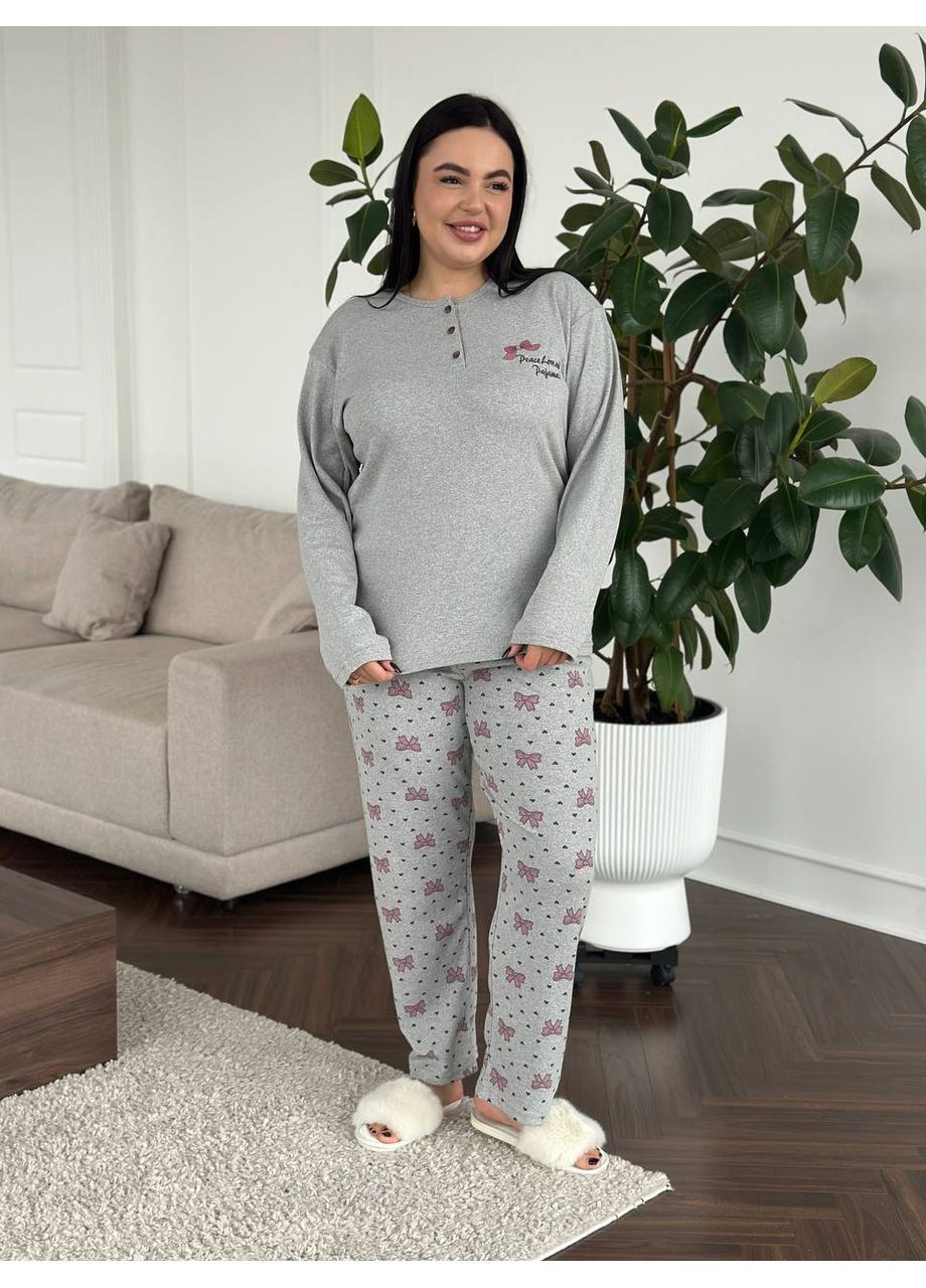 Серая всесезон домашний костюм-пижама plus size Vakko