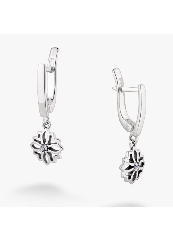 Сережки срібні з підвісками Витинанка Блакитний Топаз 925 Zirkon Skifska Etnika (364202839)