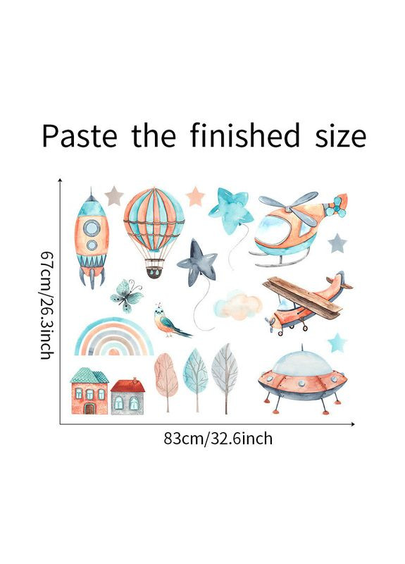 Наклейка на стіну в дитсадок Літаки дирижабль вертоліт куля ( аркуш 60 х 90 см) Б418-9 No Brand (302242466)