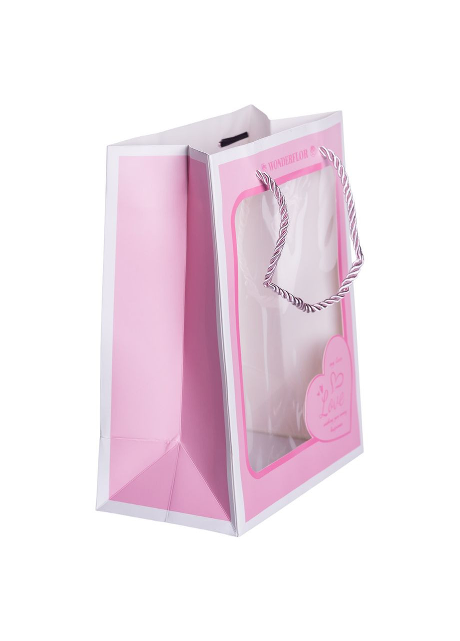 Набір подарункових пакетів з паперу Love з віконцем 12 шт 18×10×23 см HP-10359-17 Yiwu (371391793)