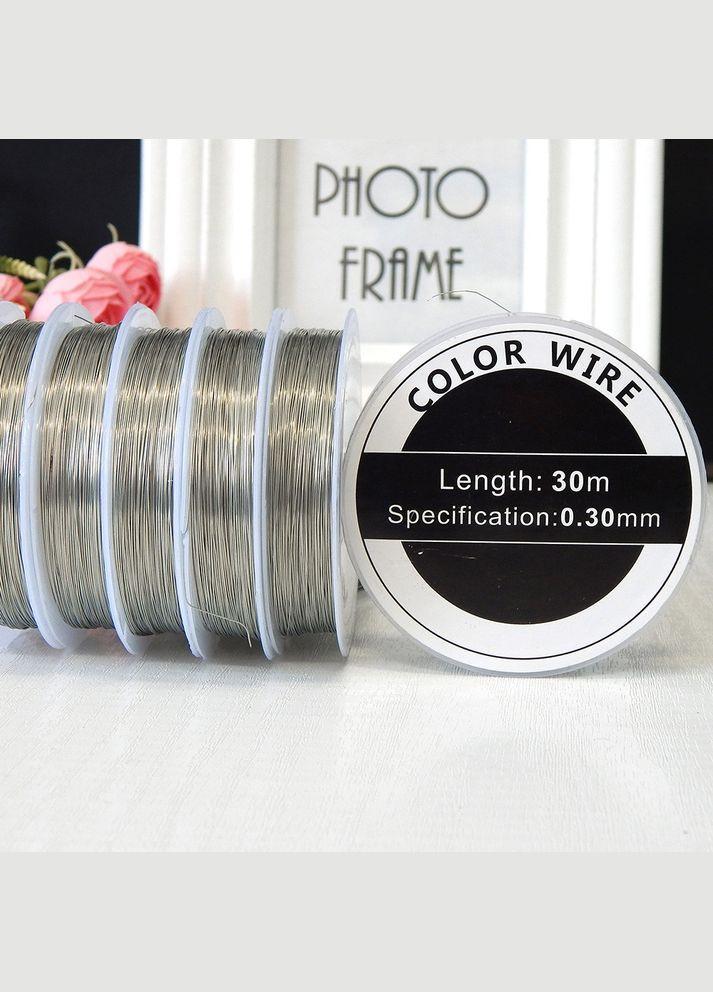 Проволока для бисероплетения, 0,3 мм, серебро, 30 м No Brand (341730744)
