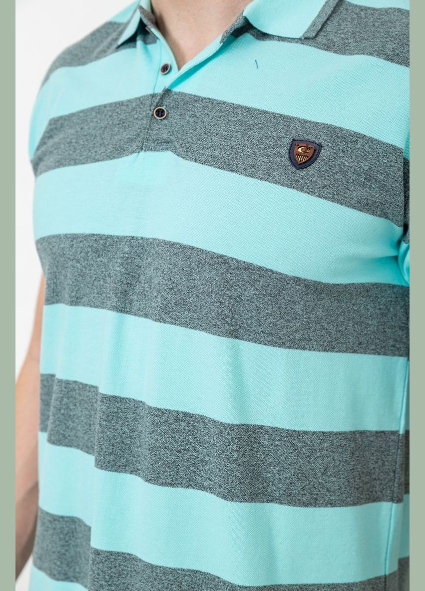 Бірюзова поло чоловіче в смужку 214r6187 з коротким рукавом Ager