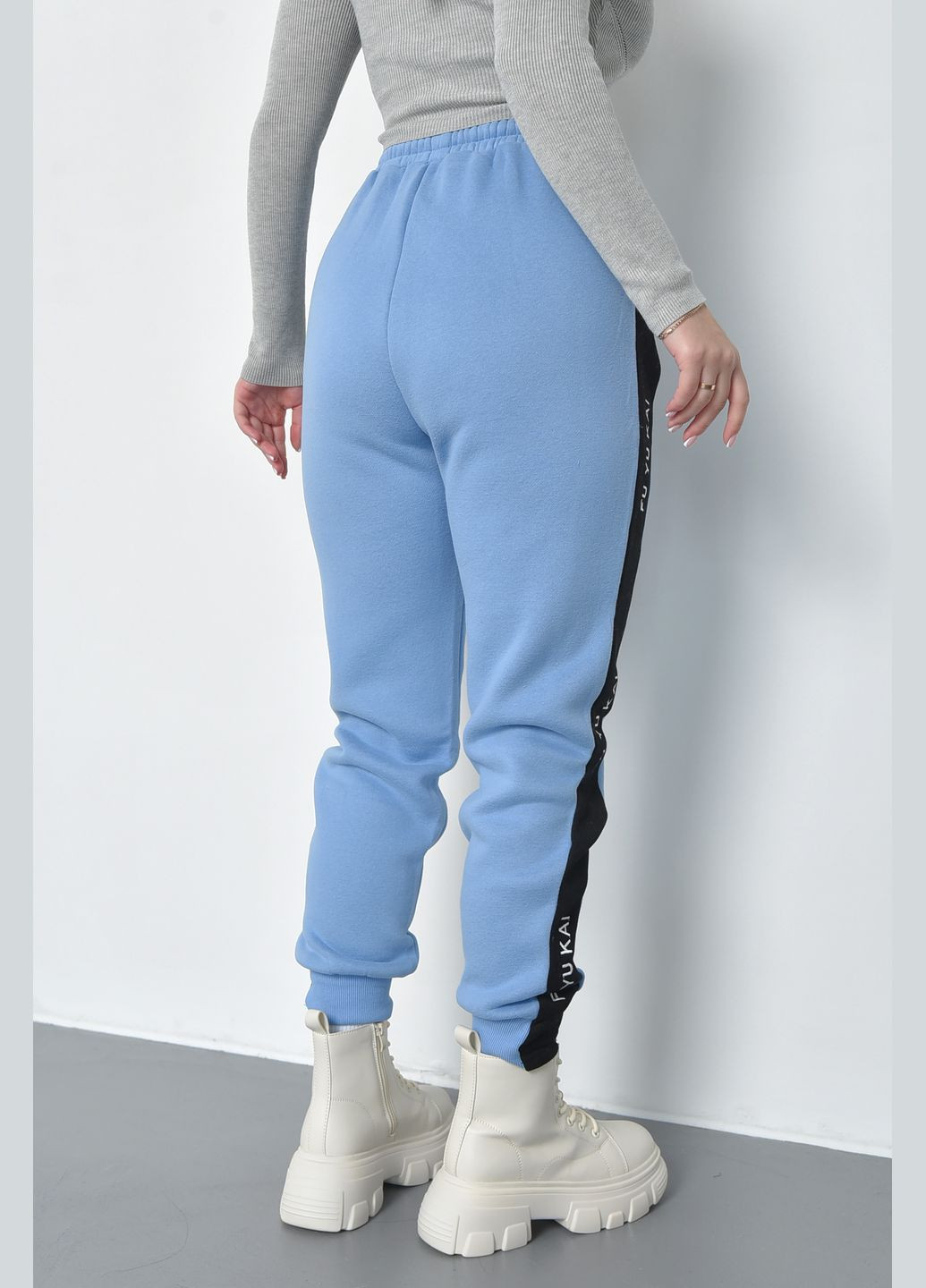 Спортивные штаны женские на флисе голубого цвета Let's Shop (285739871)