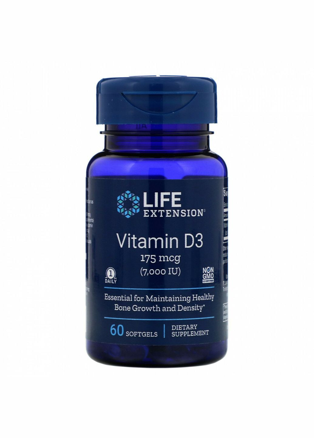 Харчова добавка Вітамін Д3 (Vitamin D3) 7000 МО 60 Softgels, 60 капсул Life Extension (280265754)