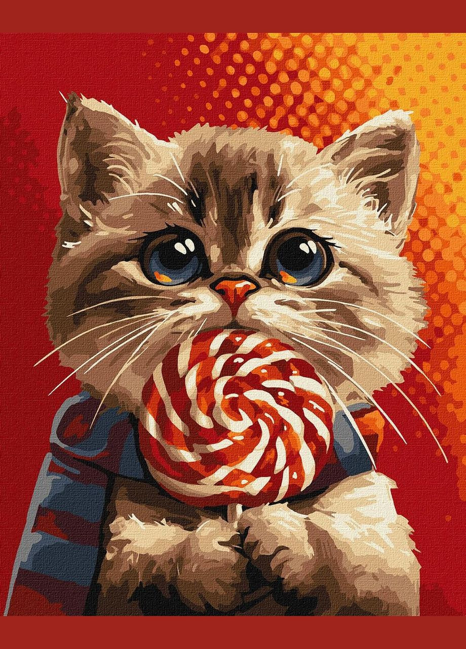 Картина по номерам Котик с конфетой 40 х 50 Идейка KHO6594 IDEYKA (354828001)