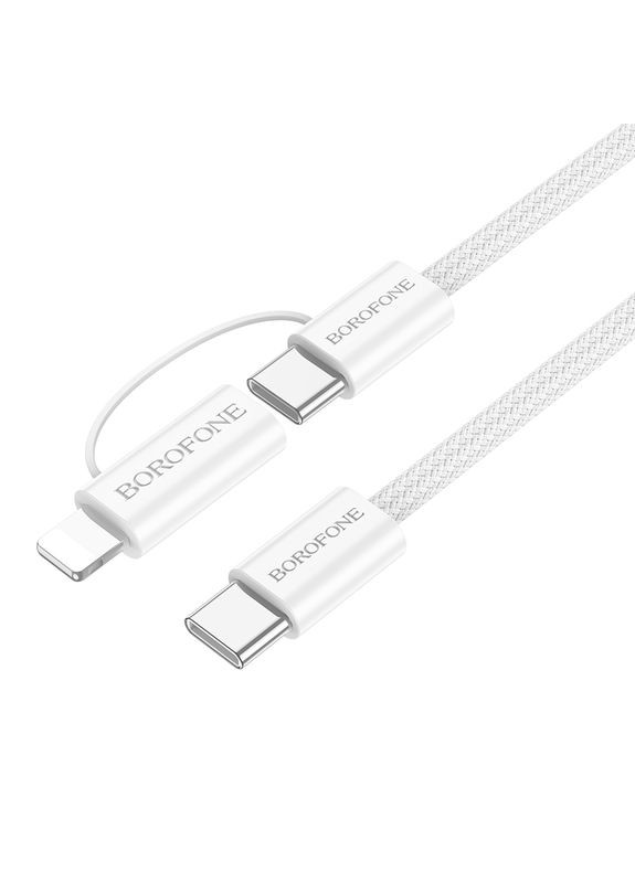 Кабель USB BX104 Primo two-in-one 60W Type-C to Type-C/iP PD27W Бiлий Borofone (337993669)