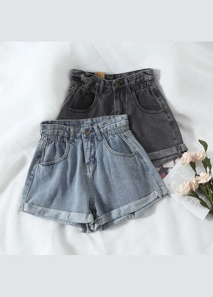 Шорты джинсовые женские с завышеной талией. Серые No Brand (328388406)