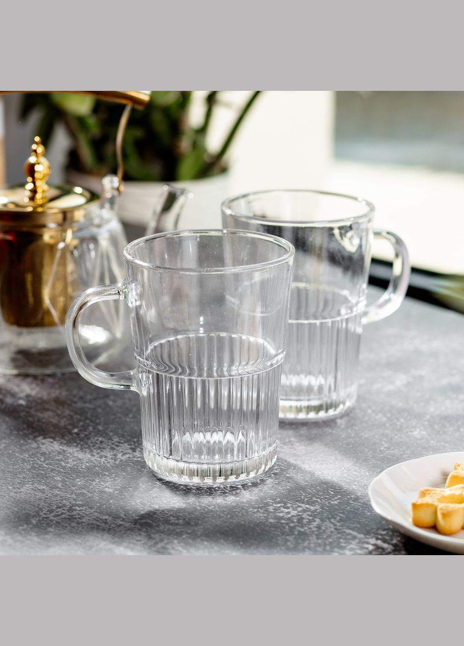 Набор чашек стеклянных 2 шт для чая и кофе 500 мл прозрачные HP-YH-70 Yiwu (370675569)