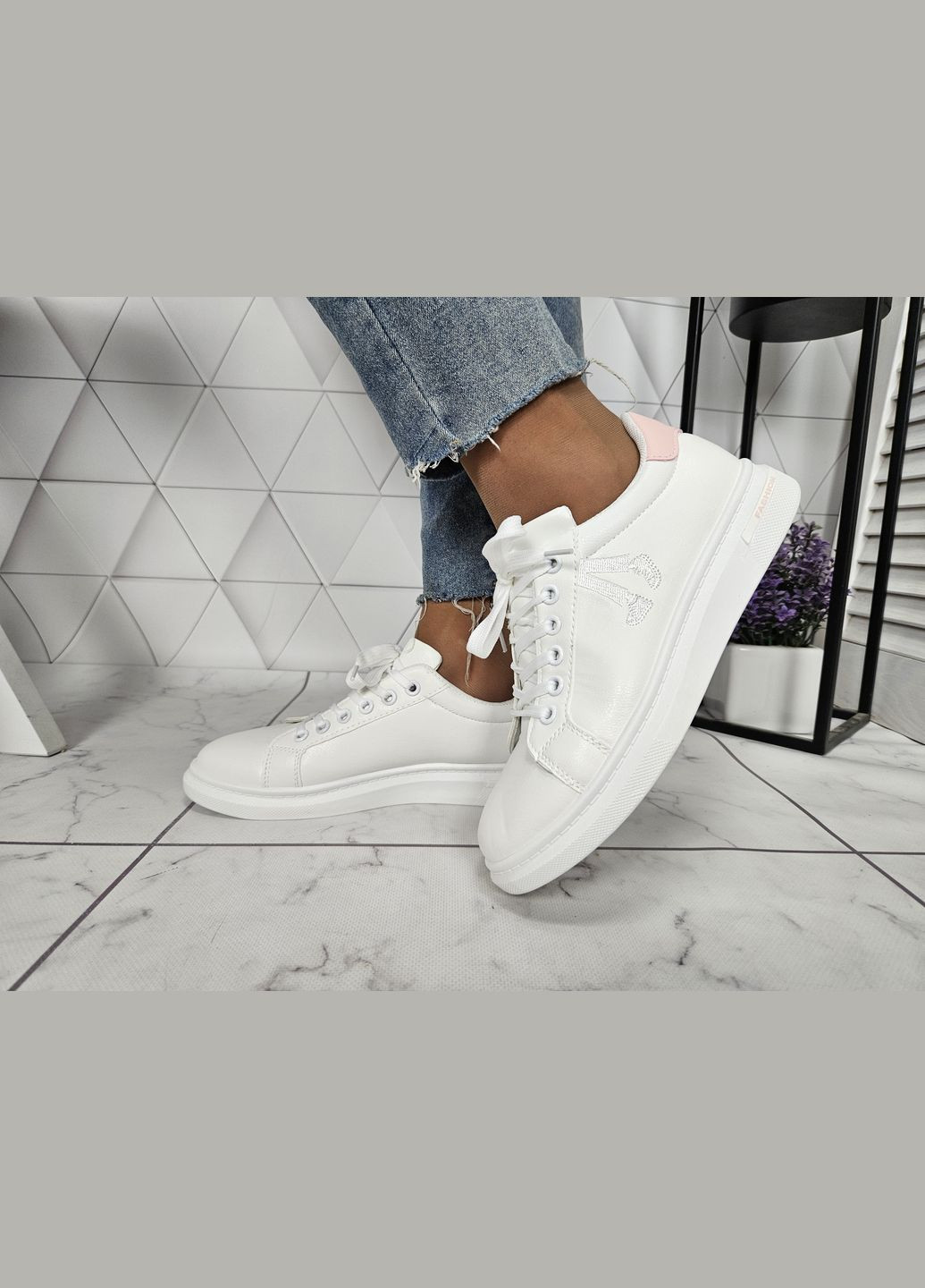 Кроссовки кеды белые из экокожи на высокой платформе No Brand белые (322650793)