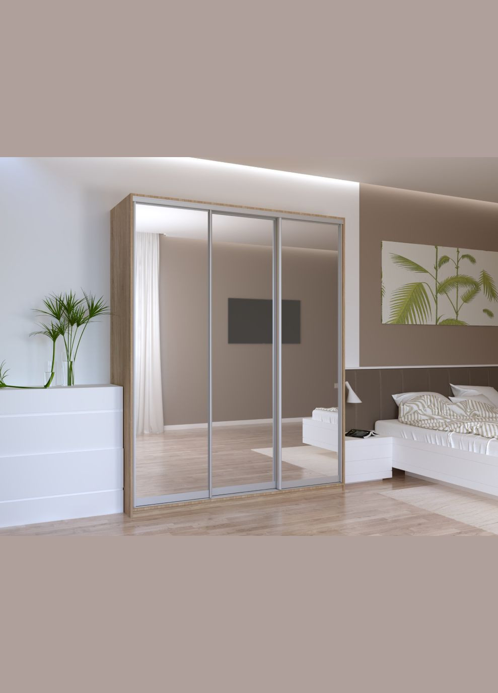 Шафа-купе трьохдверна Сіті Лайт 180х60х225 см /3 Дзеркала (DRS-011094) Doros (323485058)