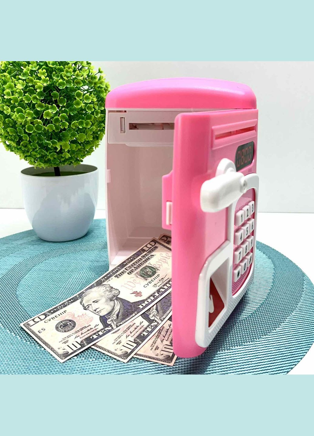 Сейф-копилка детская со сканером отпечатка пальца и кодовым замком затягивает купюры звук подсветка (MK 5411) No Brand (302748223)