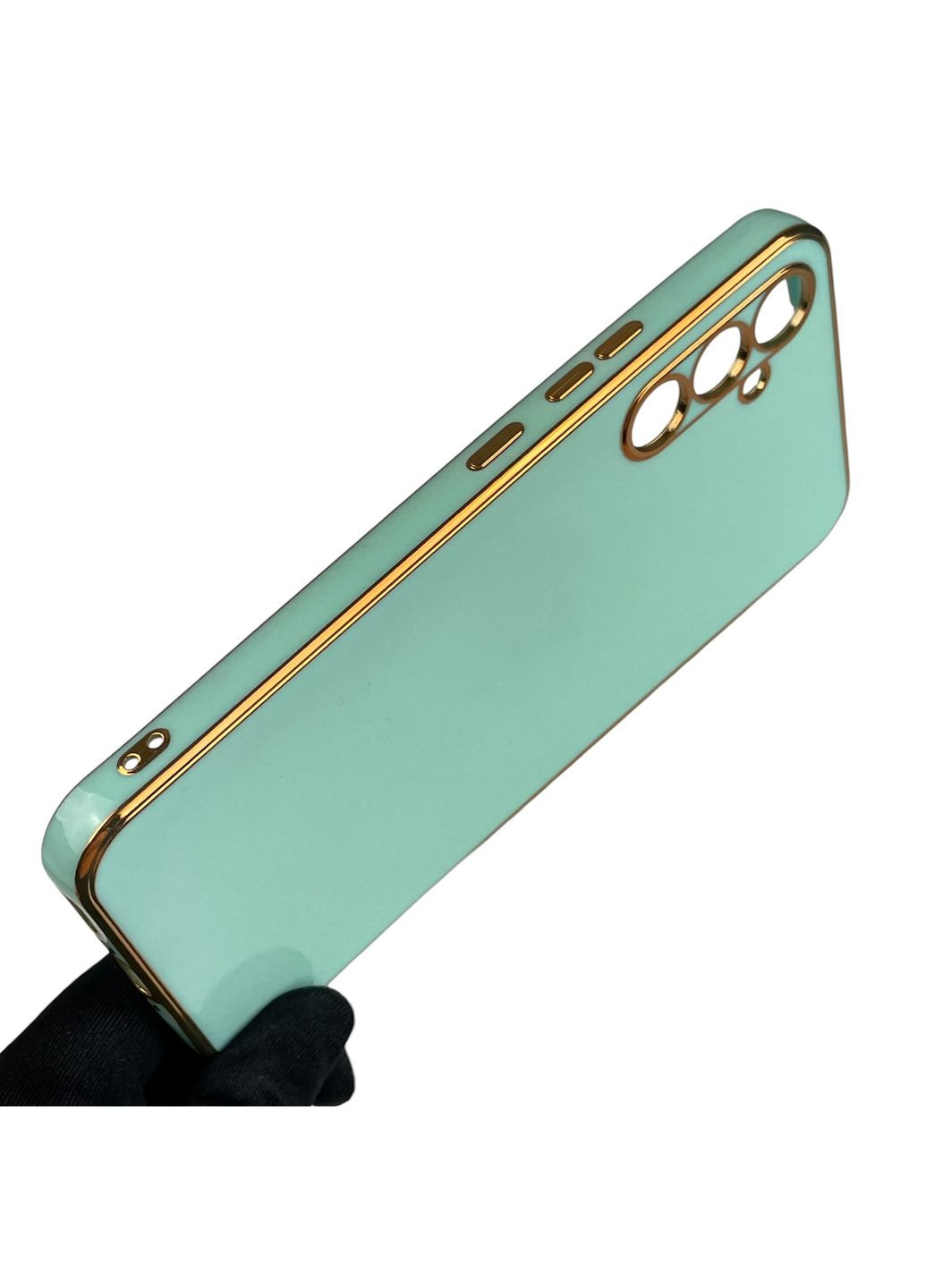 Чохол для Galaxy A34 5G SM-A346E глянсовий із золотою окантовкою із захистом камери на самсунг а34 бірюзовий Samsung (366020857)