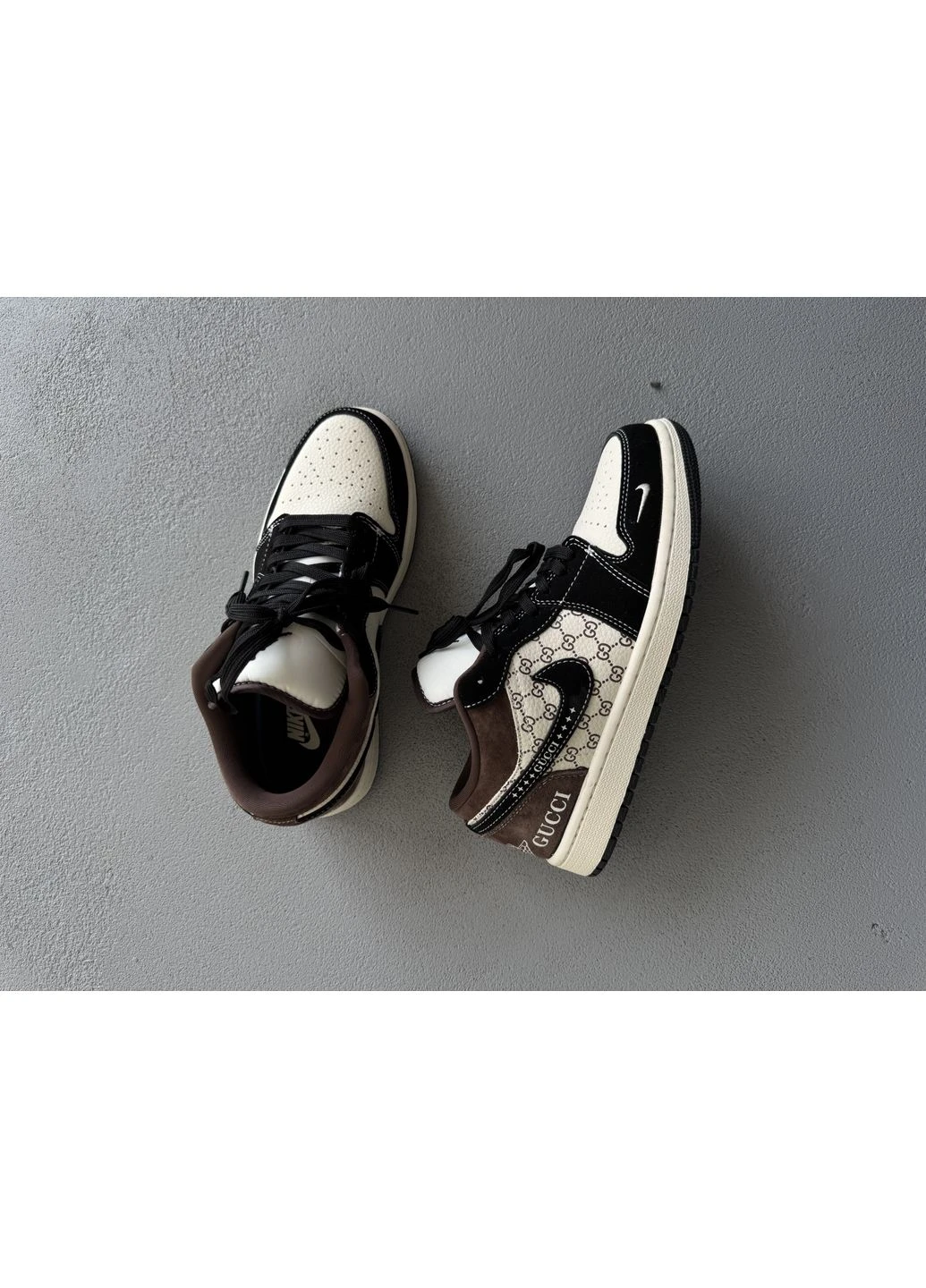 Бежевые демисезонные кроссовки мужские nike air jordan 1 low x gucci beige brown black | найк эир джордан 1 x гуччи бежевые No Brand