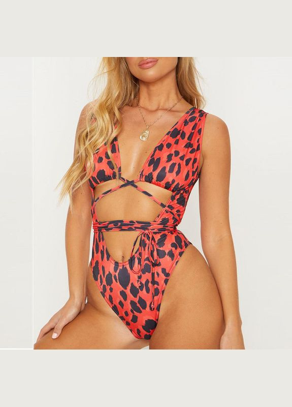 Помаранчевий літній жіночий суцільний купальник монокіні цілісний No Brand