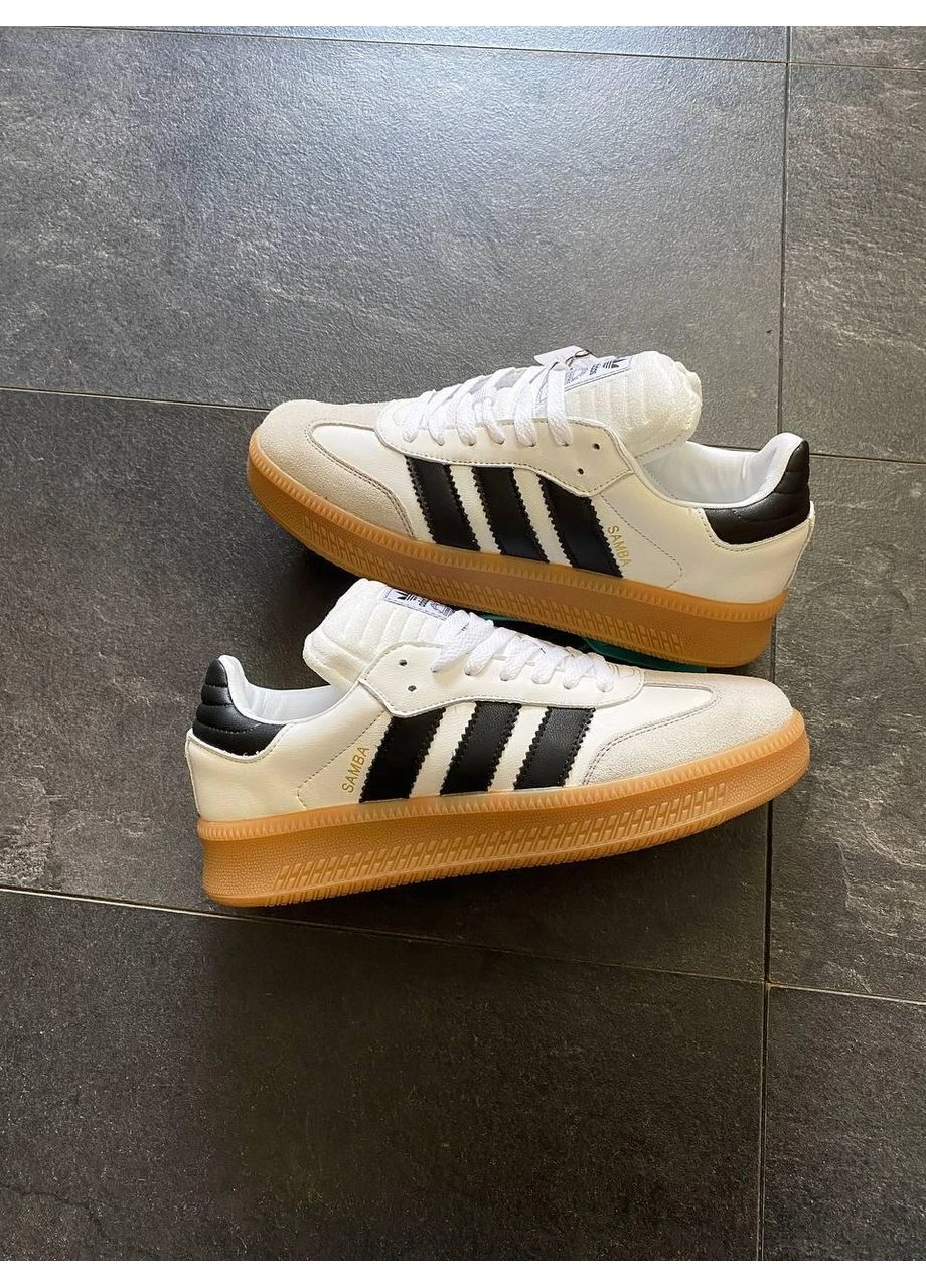 Білі літні кросівки adidas samba xlg white/black gum platform адідас самба No Brand