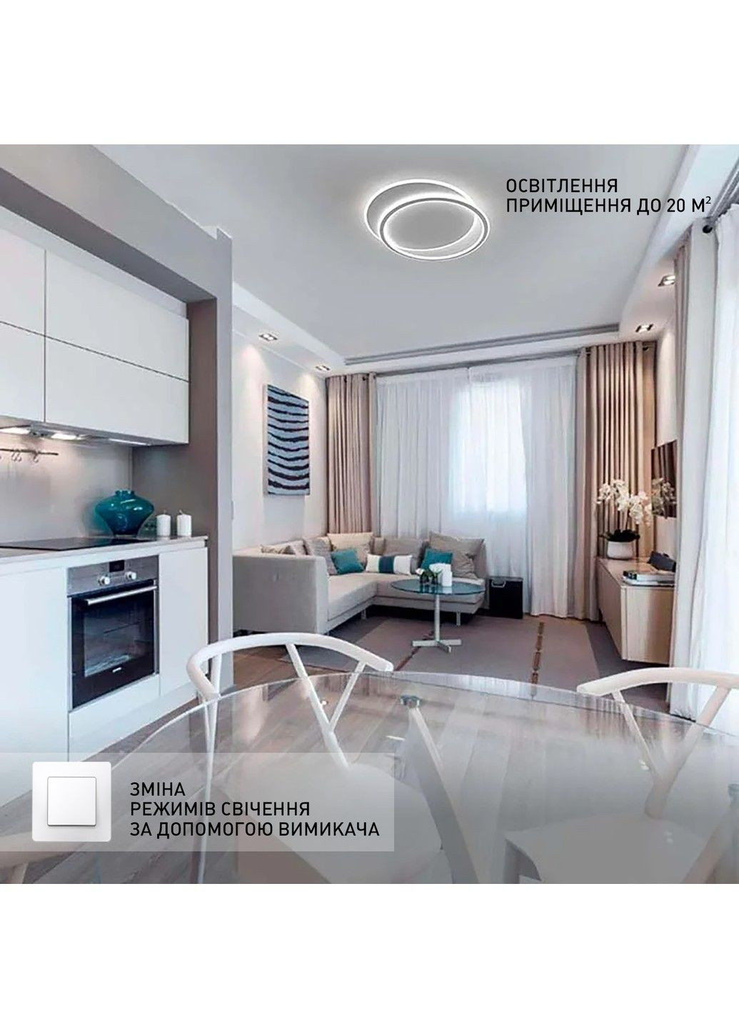 Управляемая светодиодная люстра STANDART 80W 2R-ON/OFF-485х410х50-WHITE/WHITE-220-IP20 ESLLSE (301020834)