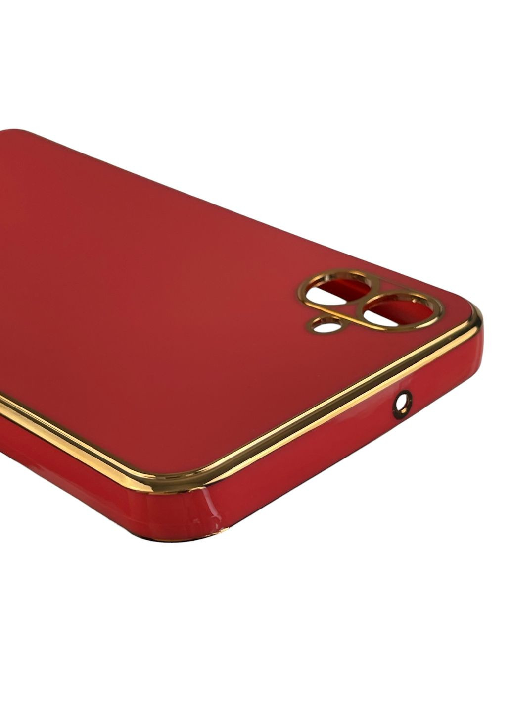Чохол для Galaxy A04e SM-A042F глянсовий із золотою окантовкою із захистом камери на самсунг а04е червоний Samsung (366018900)
