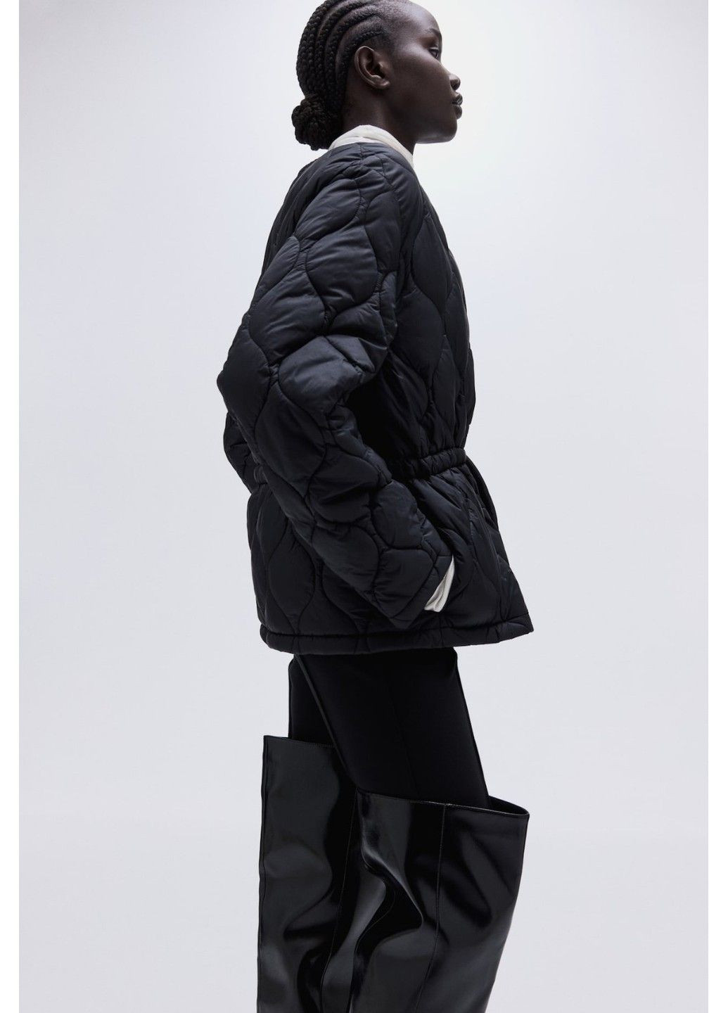 Черная демисезонная женская стеганная куртка н&м (58550) xs черная H&M