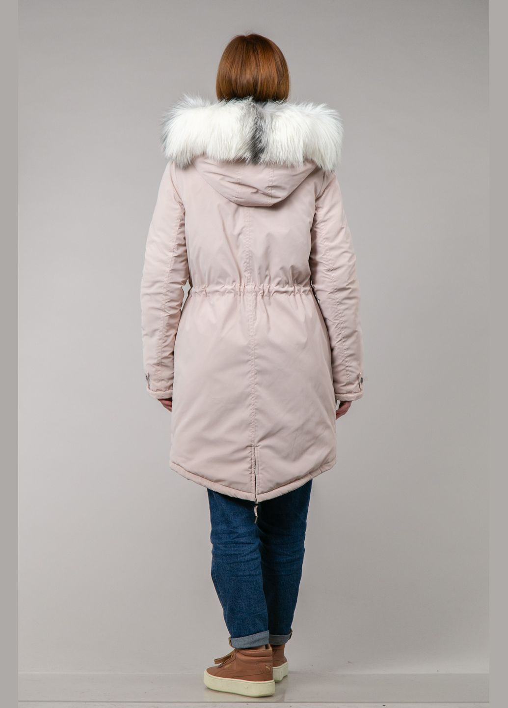 Парка жіноча пудра з арктичною лисицею Chicly Furs (289060593)