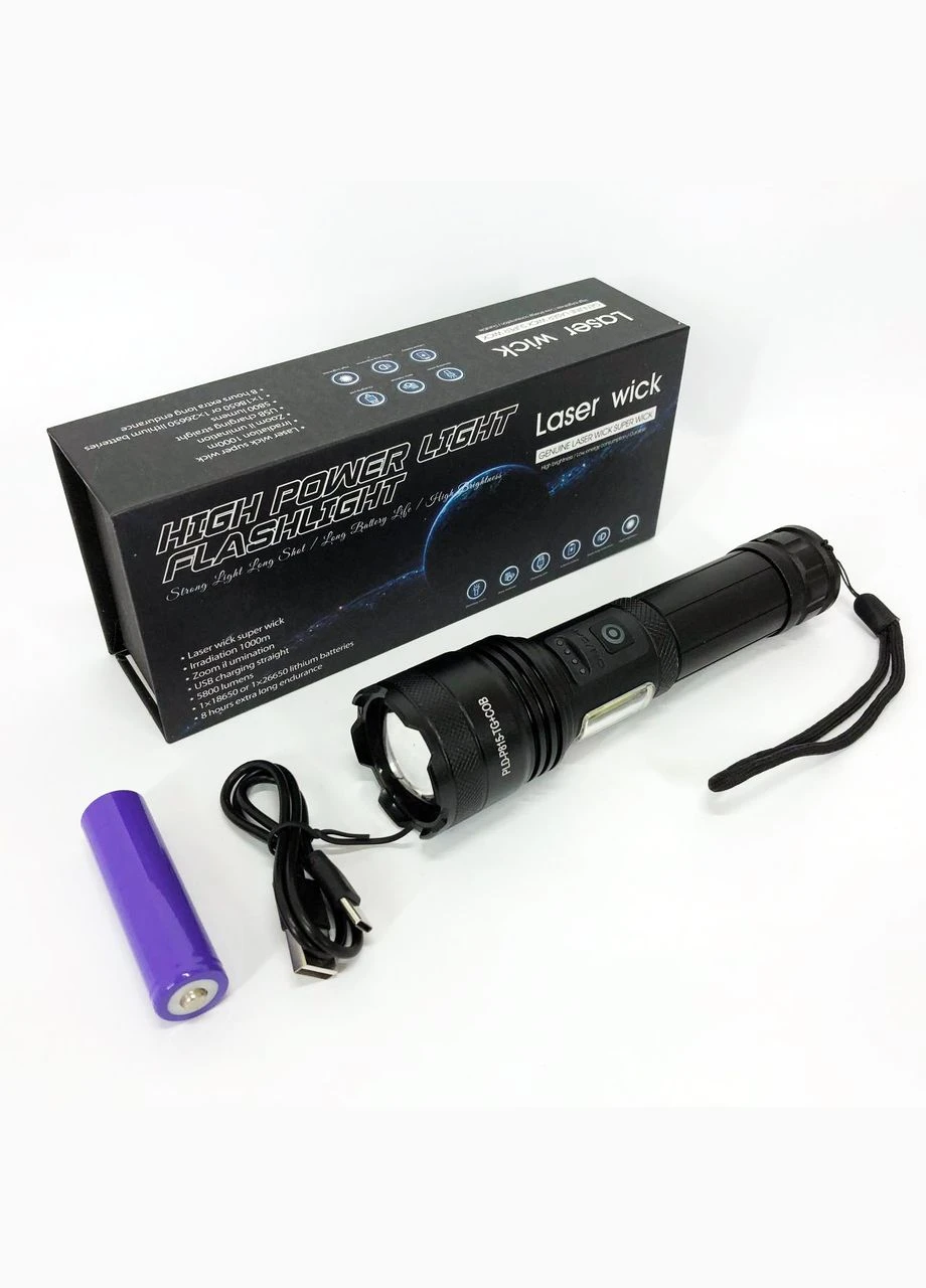 Ліхтарик PLD-P815 White Laser LED PM10-TG+COB, Ліхтарик тактичний акумуляторний ручний No Brand (381038403)