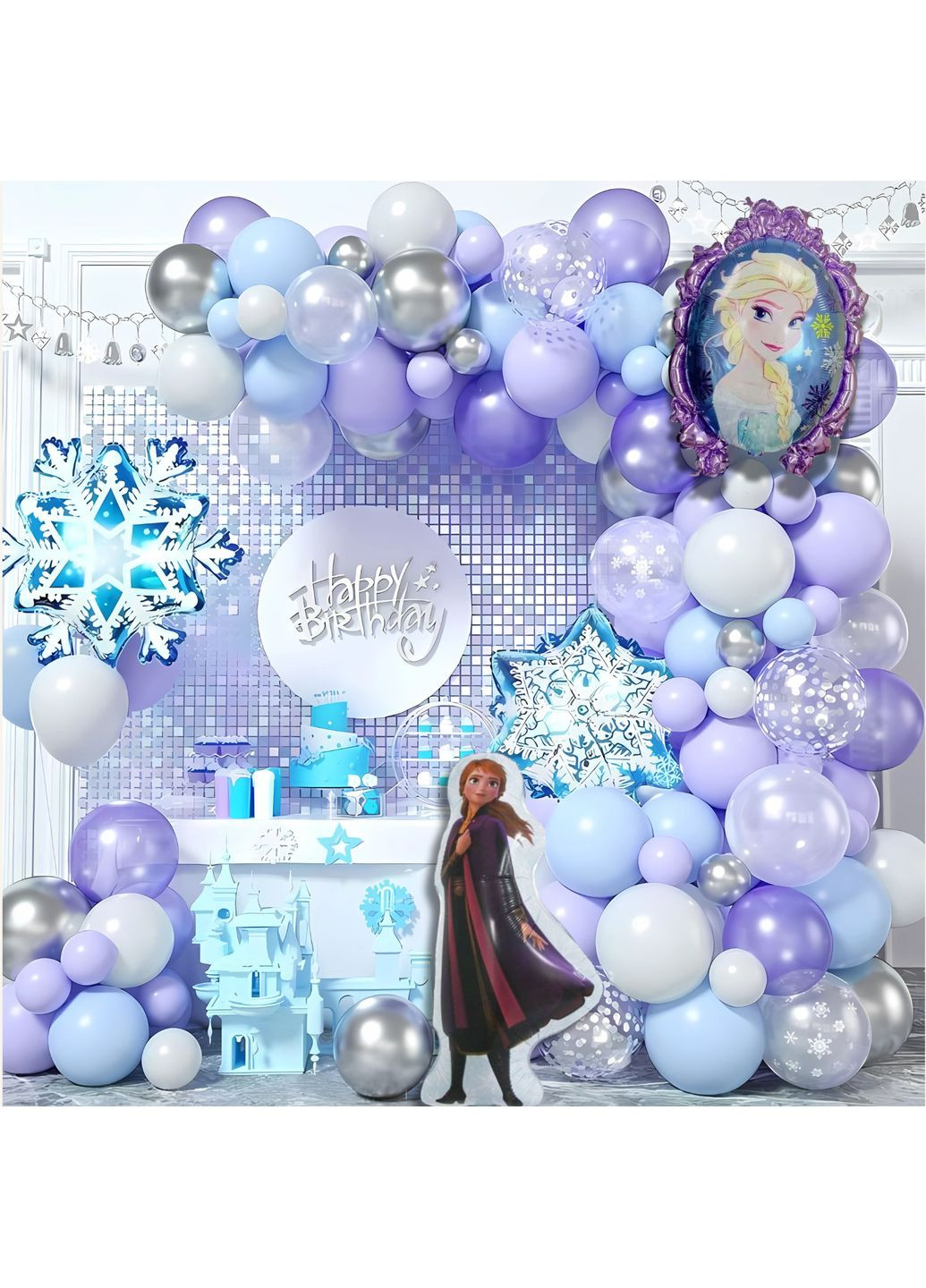 Набір 100 куль для фотозони Крижане серце Лід розтане від любові Білий і блакитний No Brand (360559126)