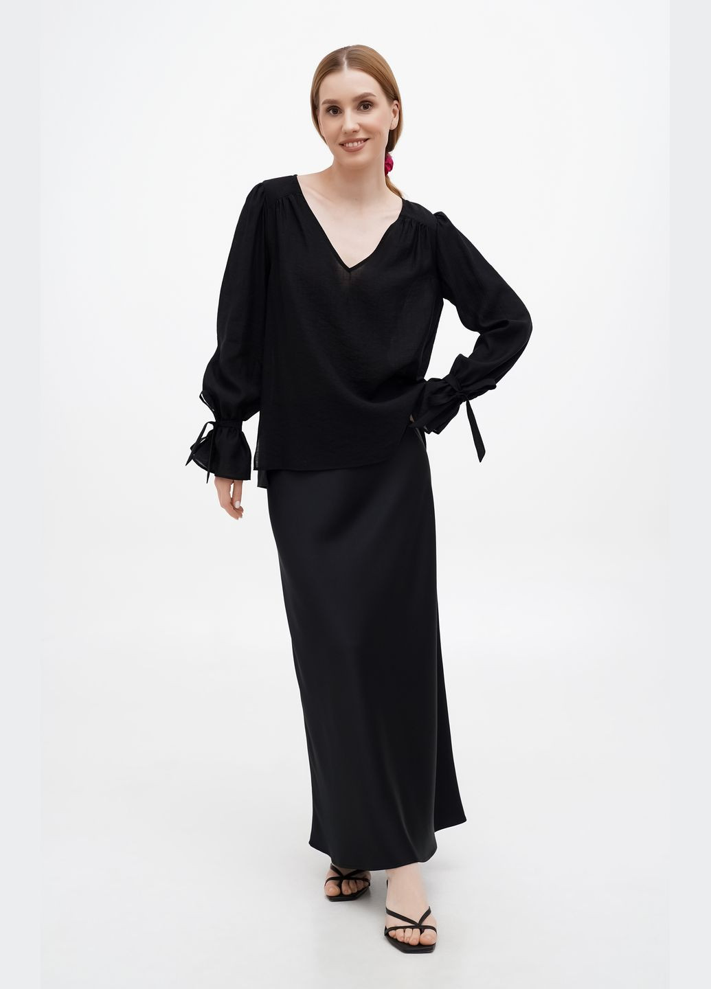 Чёрная однотонная шифоновая женская блуза «джессика» Fayna Джесіка