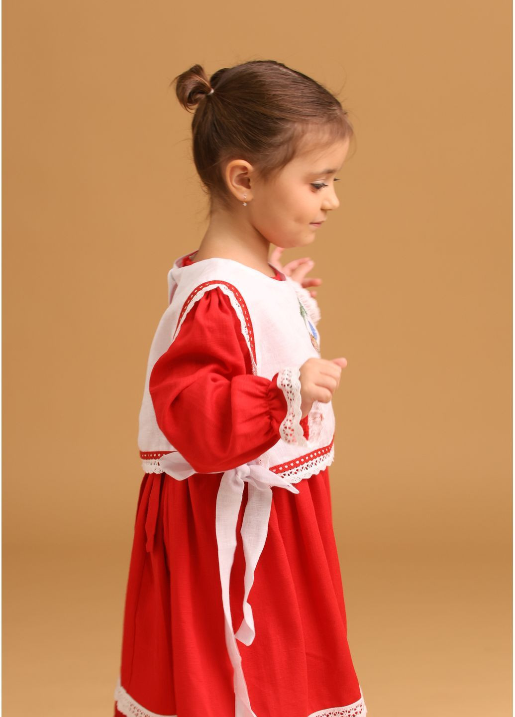 Яскраво-червона набір сукня та манішка з льону новорічний зайчик Darochka (368801362)