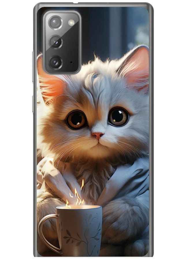 Силиконовый чехол 'White cat' для Endorphone Samsung Galaxy Note 20 (265396298)