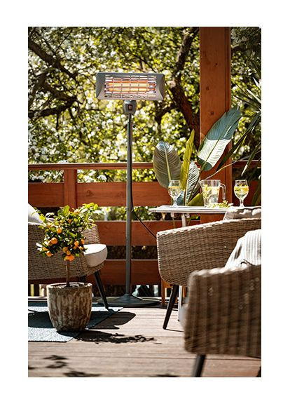 Обігрівач для патіо тераси веранди кварцовий окремостоячий 2000 Вт IP24 з регулюванням висоти та нахилу безпечний вуличний Camry (367108370)