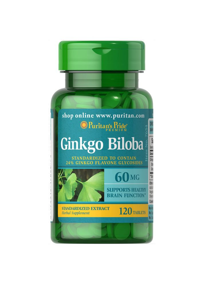 Натуральная добавка Puritan's Pride Ginkgo Biloba 60 mg, 120 таблеток Puritans Pride (333988568)