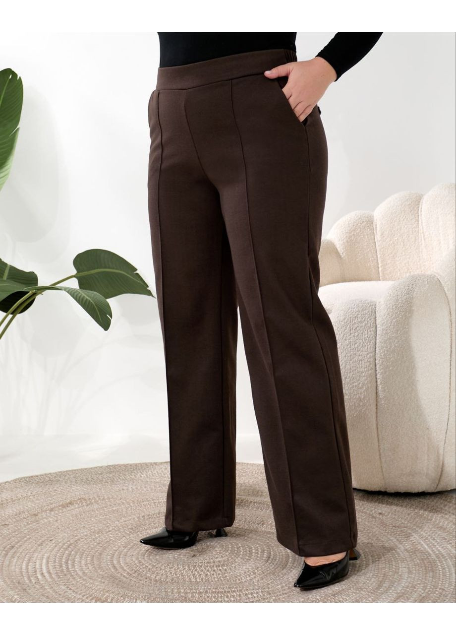 Жiночi теплi класичнi брюки прямого крою коричневого кольору 35778 Fashion (366883472)