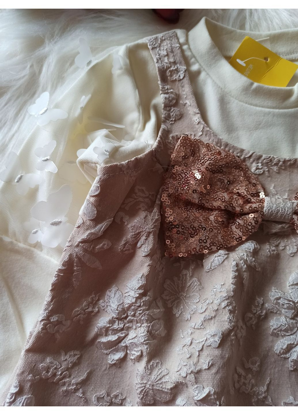 Світло-бежева святкове плаття з паєтками No Brand (371318039)