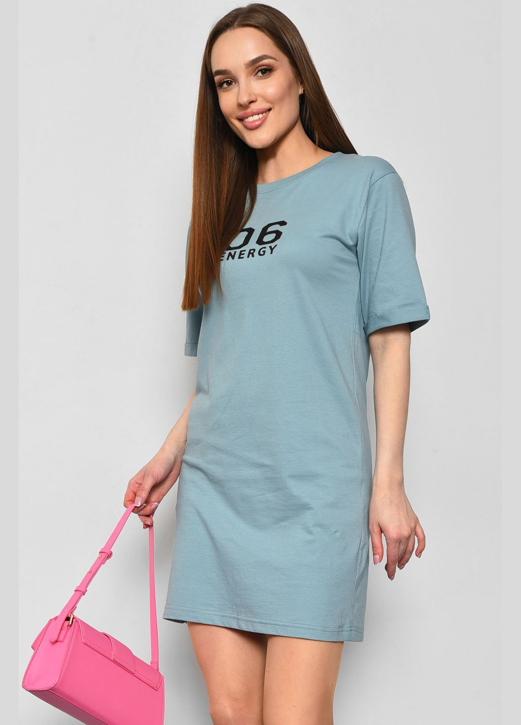 Жіноча туніка з тканини лакоста блакитного кольору. Let's Shop (290981438)