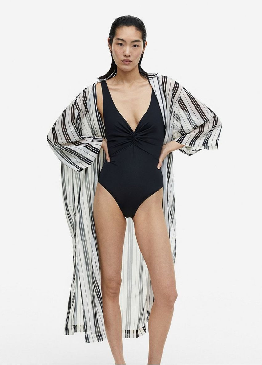 Чорний літній стягуючий купальник H&M