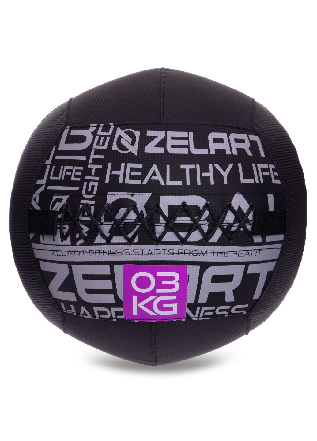 М'яч набивний медичний для кросфіту WALL BALL Чорний (вага 3 кг) FI-2637-3 Zelart (367617656)