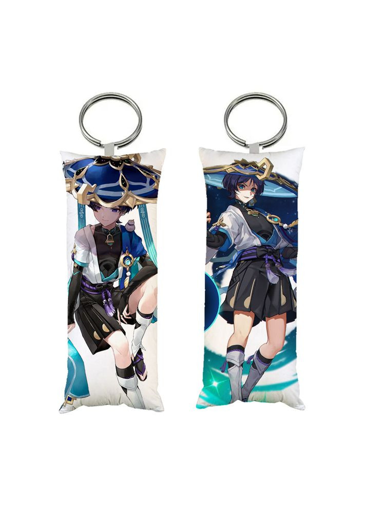 Брелок мини-дакимакура Скарамучча Путешественник Геншин импакт Genshin Impact двухсторонний 4х10 см (br0409) No Brand (327006213)