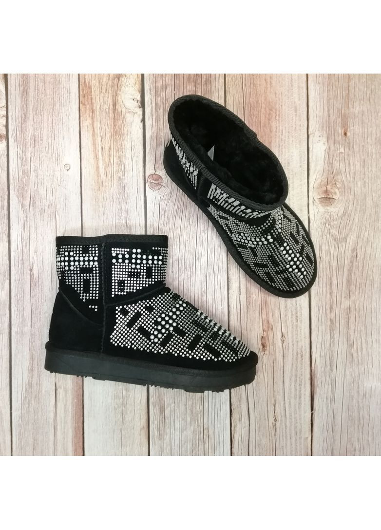 Уггі жіночі чорні замшеві зі стразами. Fashion (364274815)