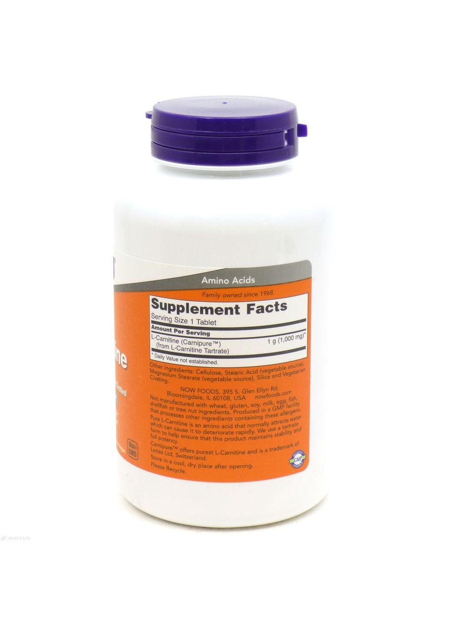 L-карнітин, L-Carnitine,, 1000 мг, 50 таблеток Now Foods (364312914)