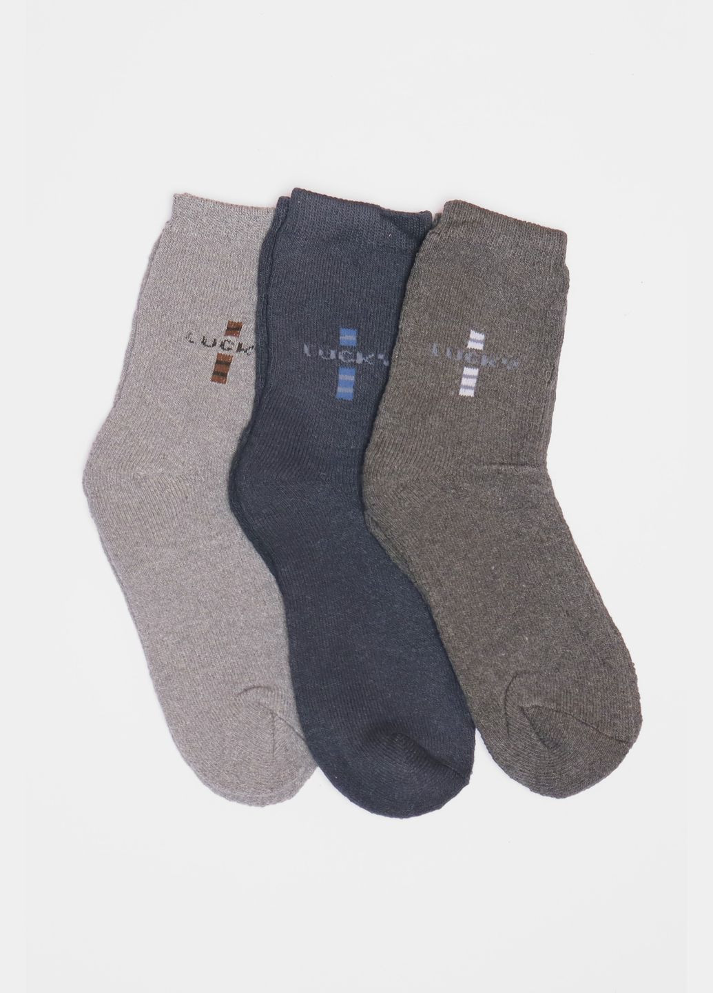 Комбіновані набір шкарпеток чоловічих махрових 3 штуки Let's Shop однотонні (304501407)