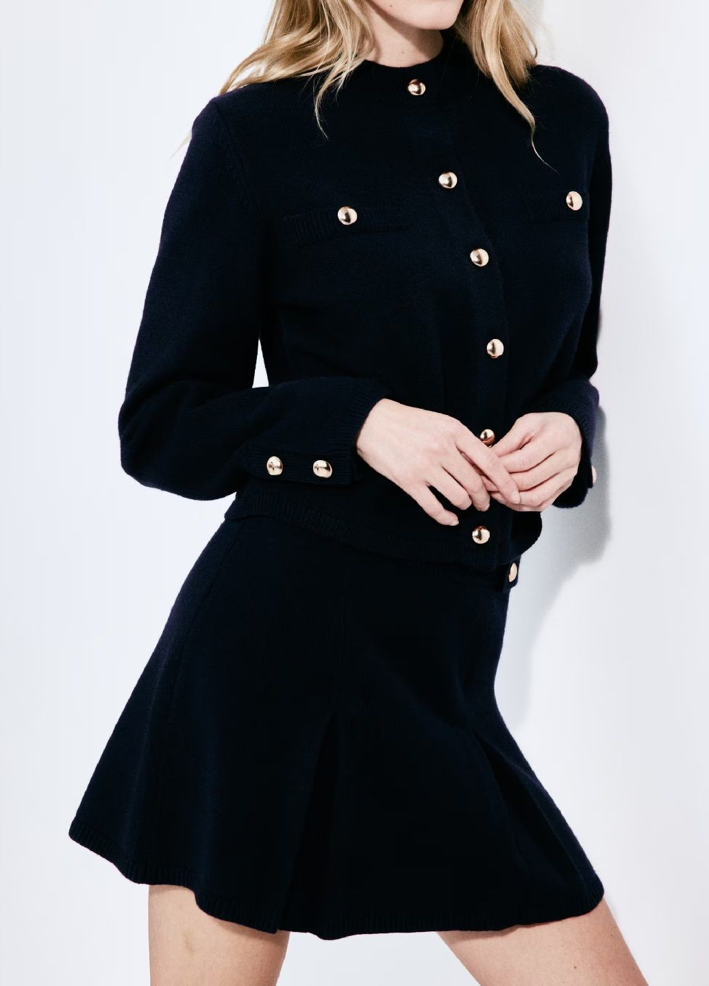 Темно-синяя однотонная юбка H&M