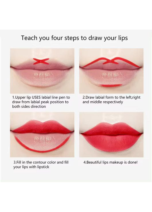 Набор 3 шт Матовая помада + карандаш для губ MISS ROSE, водостойкие пигменты. Dragon (366668665)