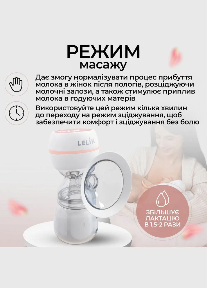 ПОДАРОК на выбор + Молокоотсос электрический Pure Lacto с функцией массажа и стимуляцией лактации, LELIK (303125037)