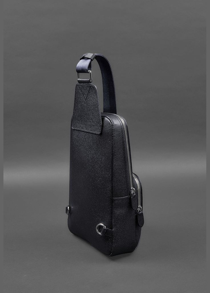 Шкіряний чоловічий рюкзак (сумка-слінг) на одне плече синій Saffiano (A-027955) BlankNote (328444630)